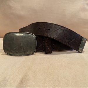 DKNY LOGO Vintage Brown Leather Belt